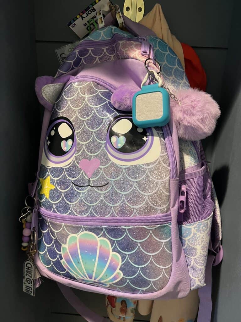 BoT clipped onto a backpack