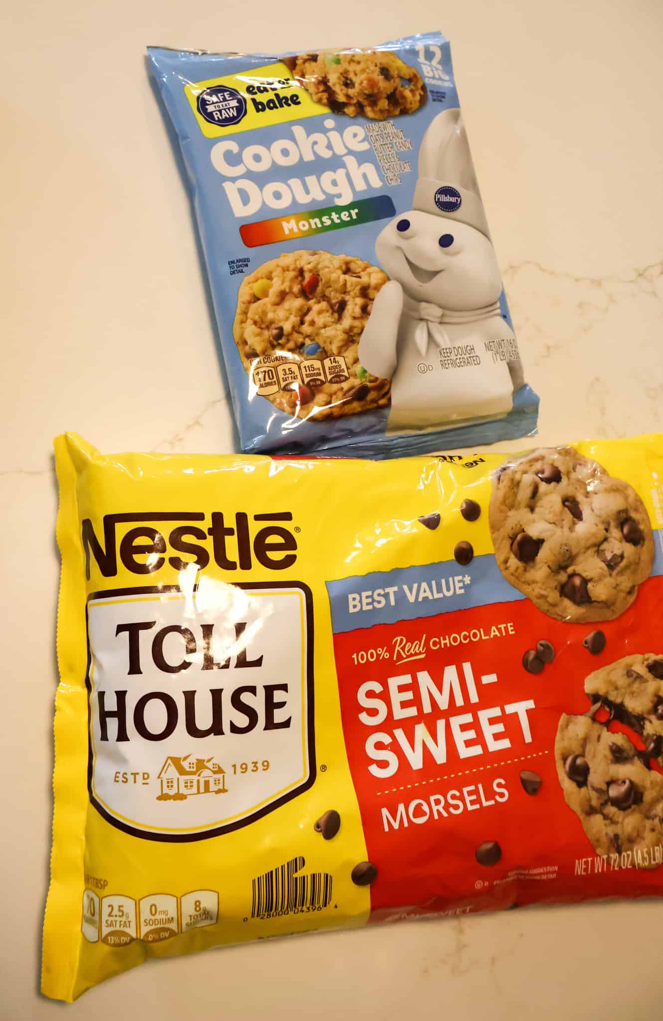 cookie dough and chocolate chips