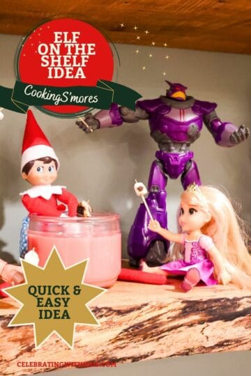 Cute holiday elf and doll figures with a robot, ideal for kids' Christmas crafts and decorations.