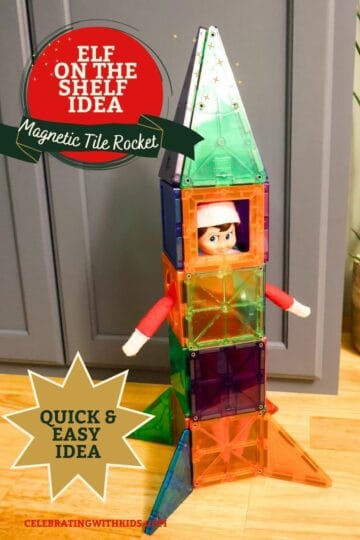 elf on the shelf idea - magnetic tile rocket