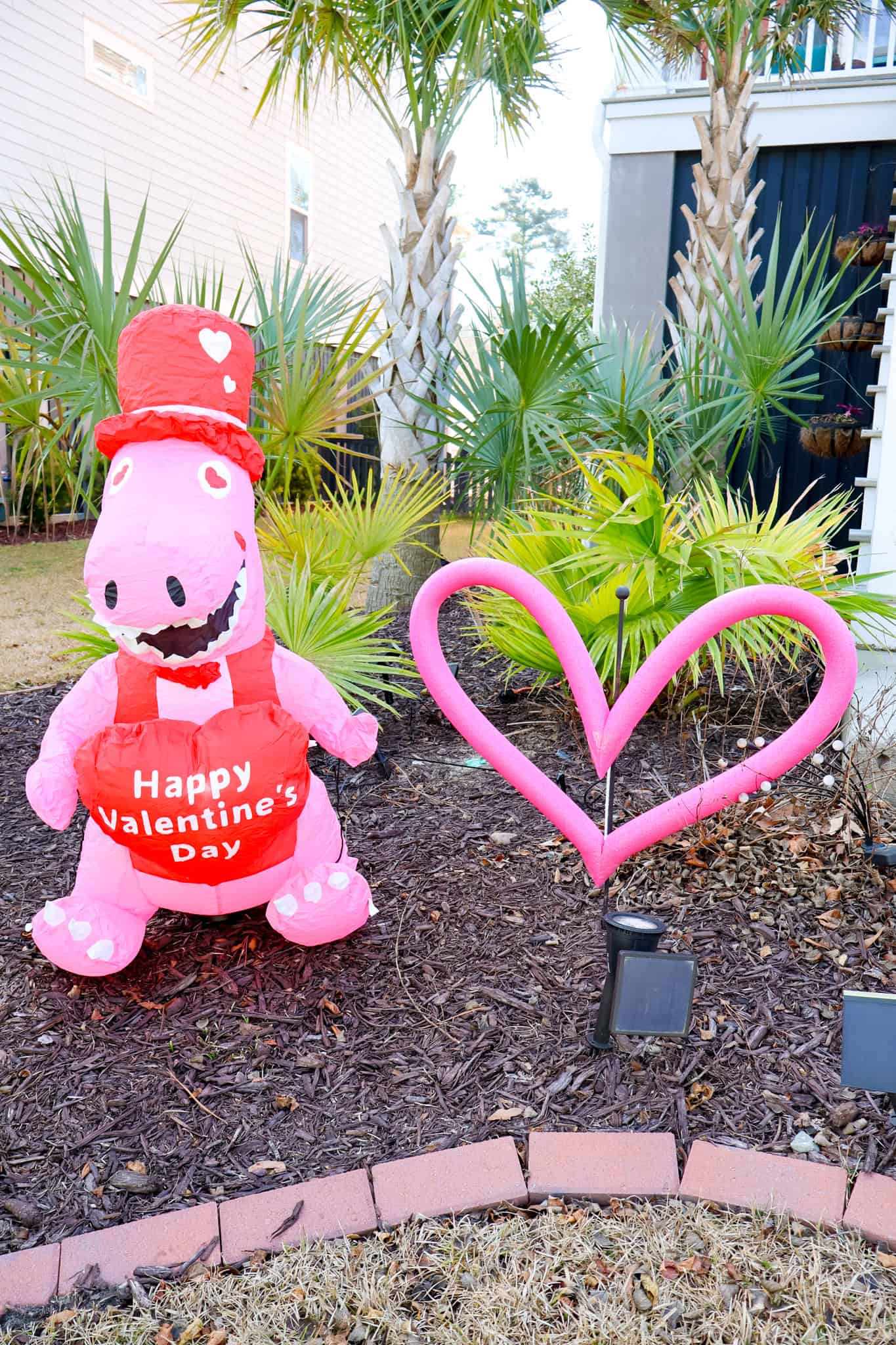 pool noodle heart valentines day yard decor
