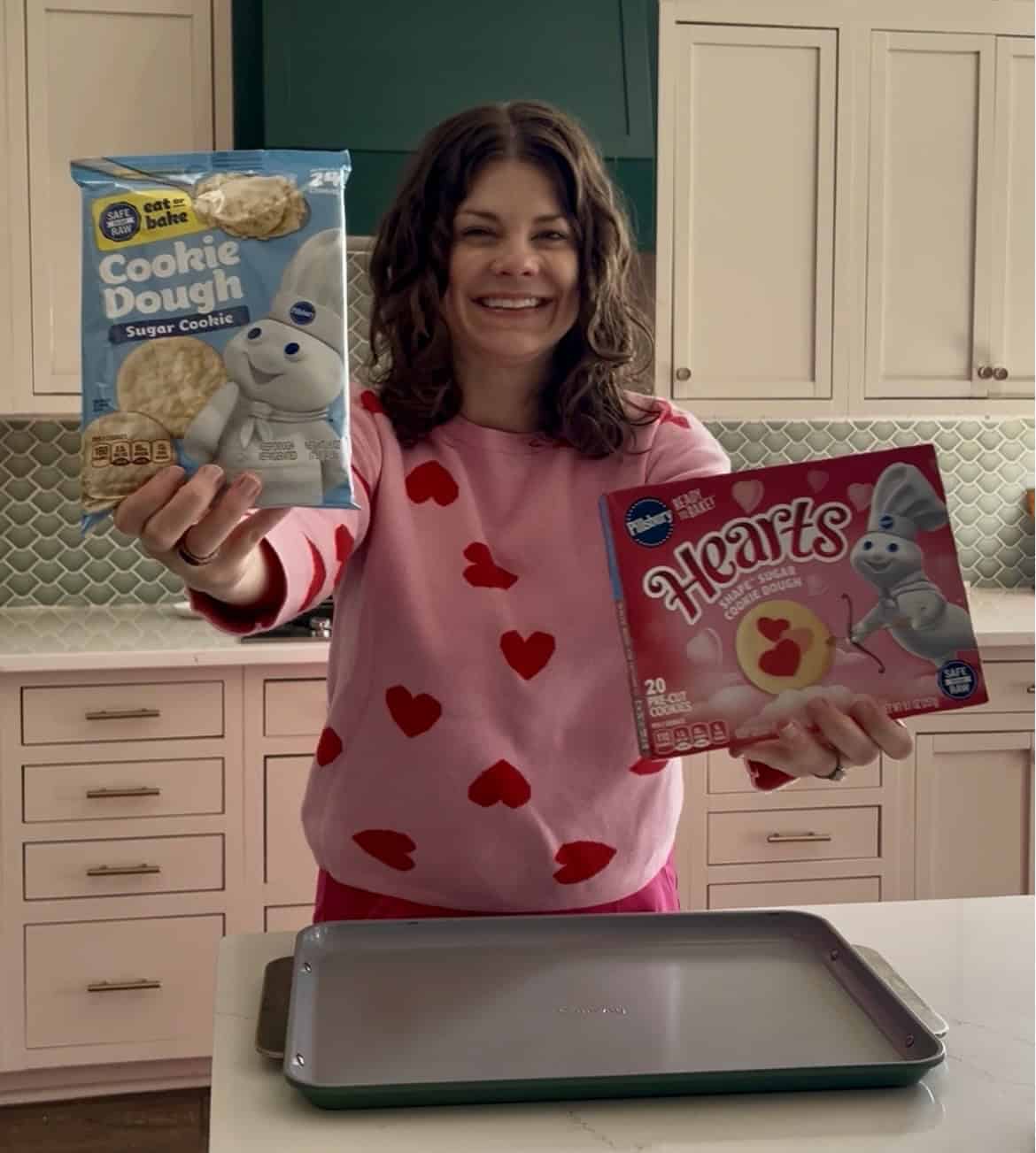 making a valentines day cookie pizza