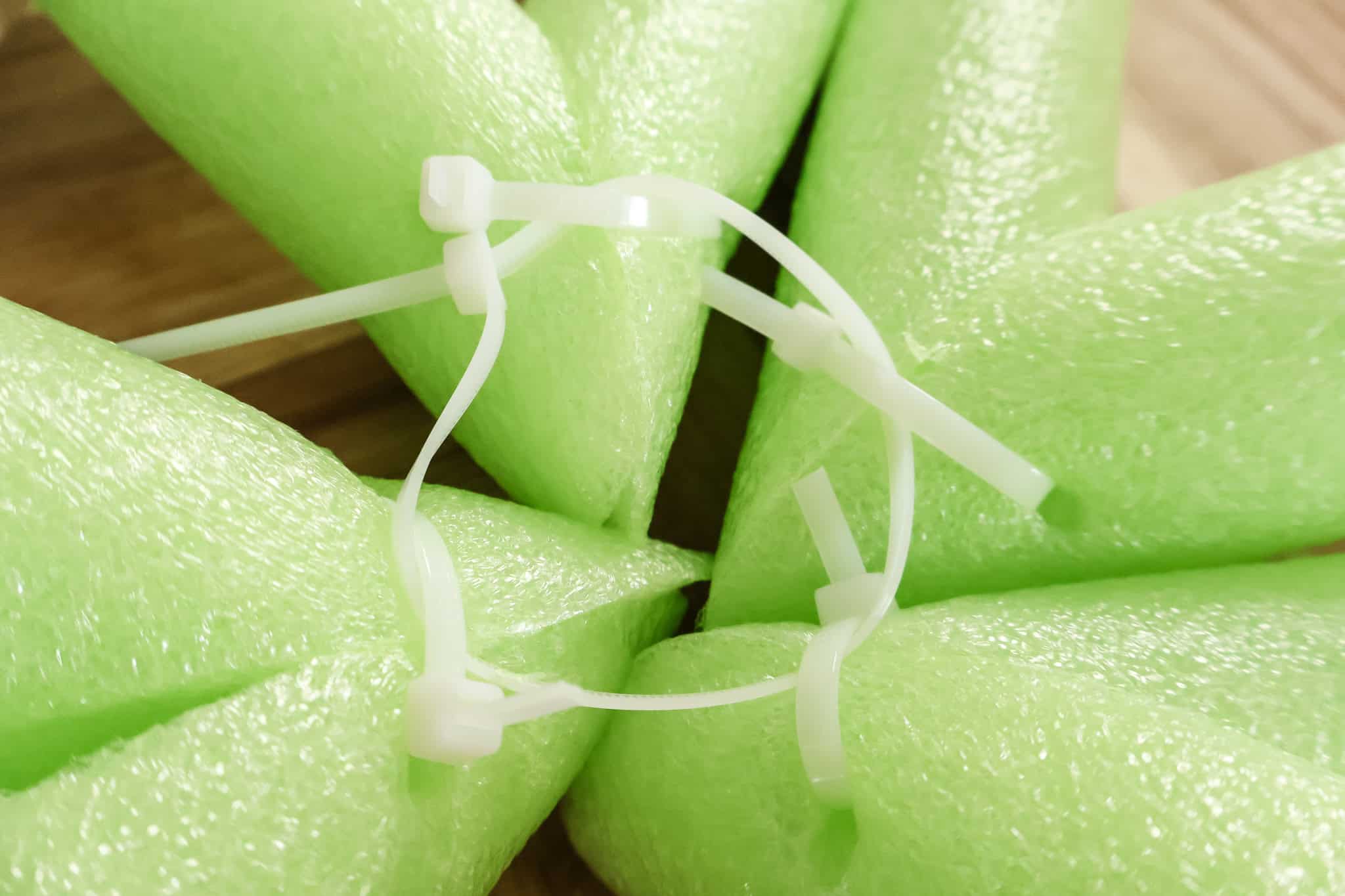 connecting pool noodles with zip ties