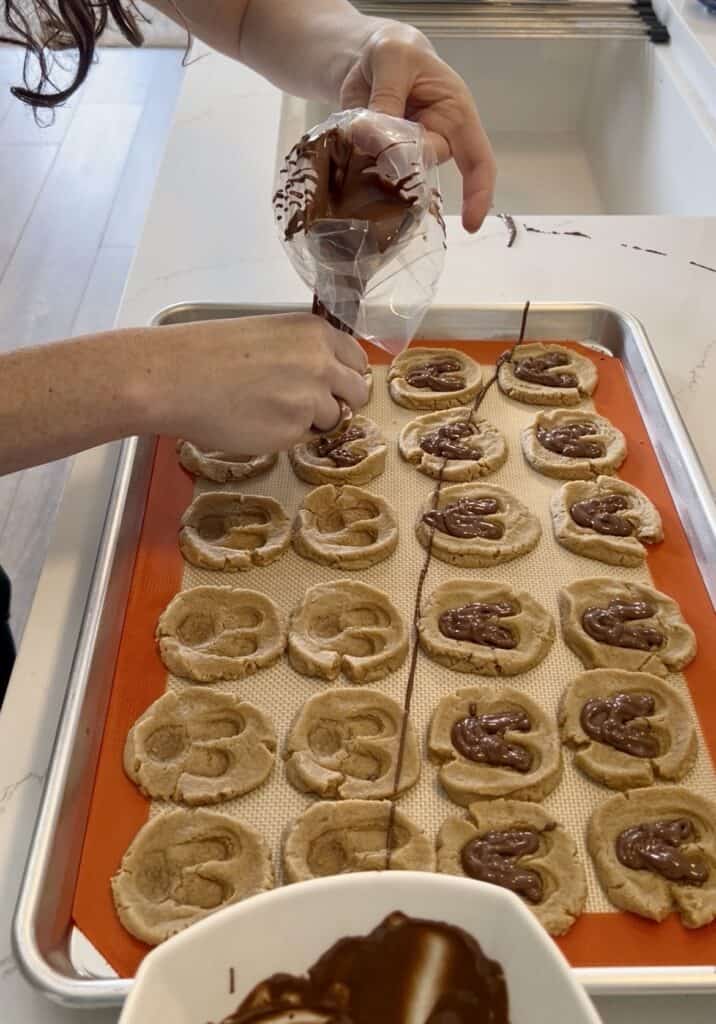 making chocolate bunny cookies