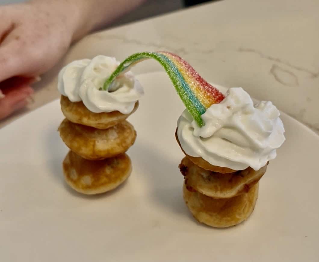 how to make rainbow pancake stacks