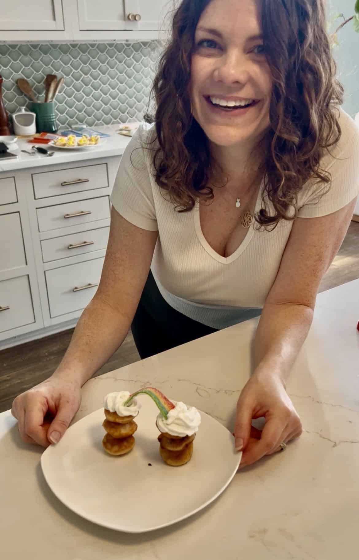 rainbow pancake stacks