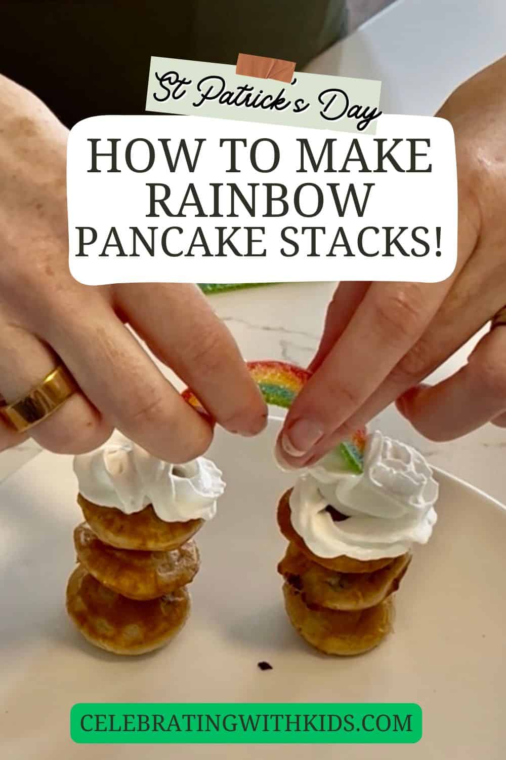 how to make rainbow pancake stacks