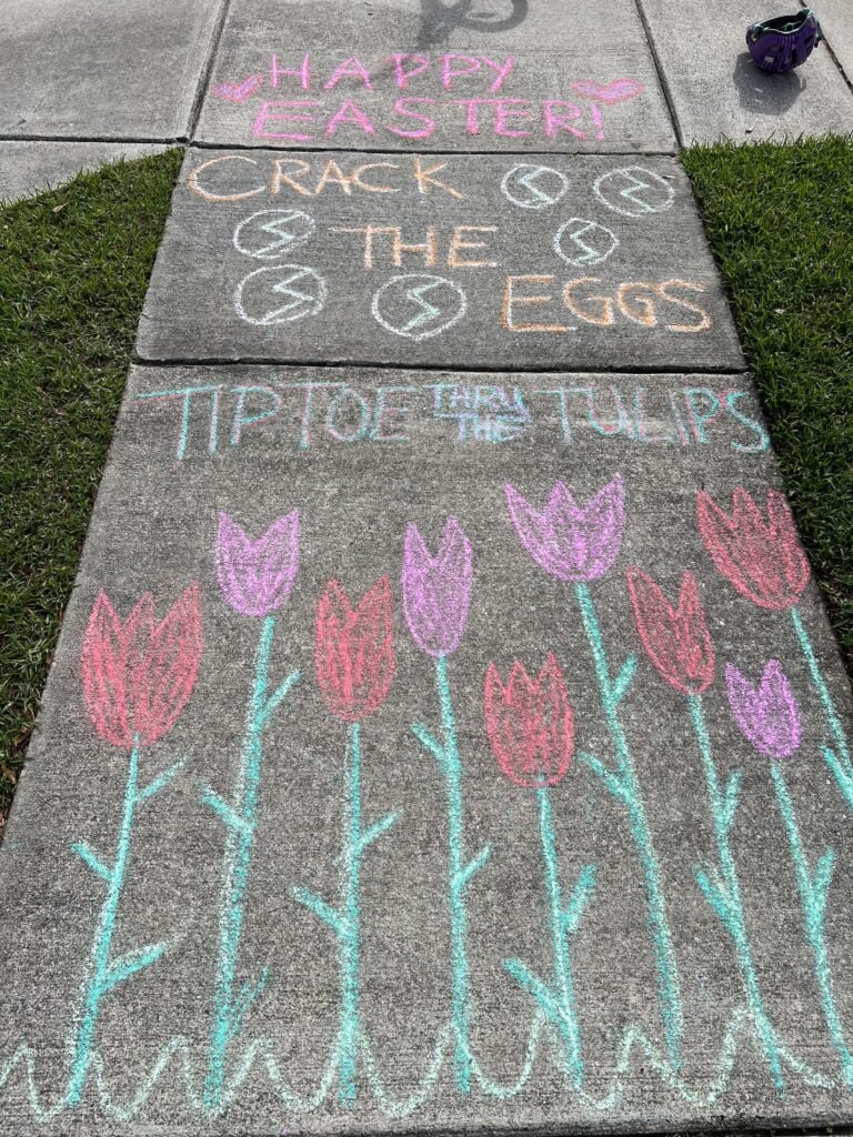 Easter chalk obstacle course
