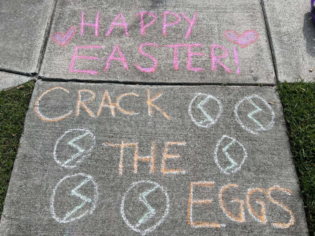 Easter chalk obstacle course