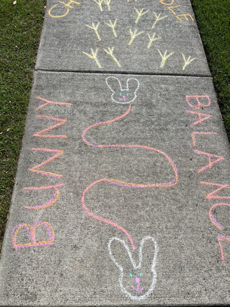 Easter chalk obstacle course