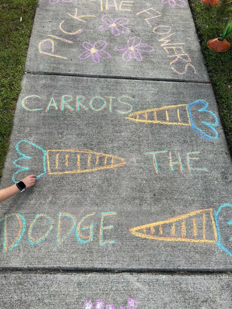 Easter chalk obstacle course