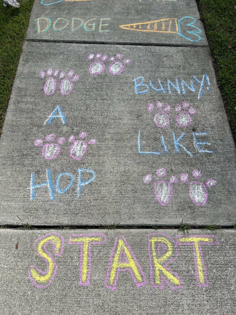 Easter chalk obstacle course