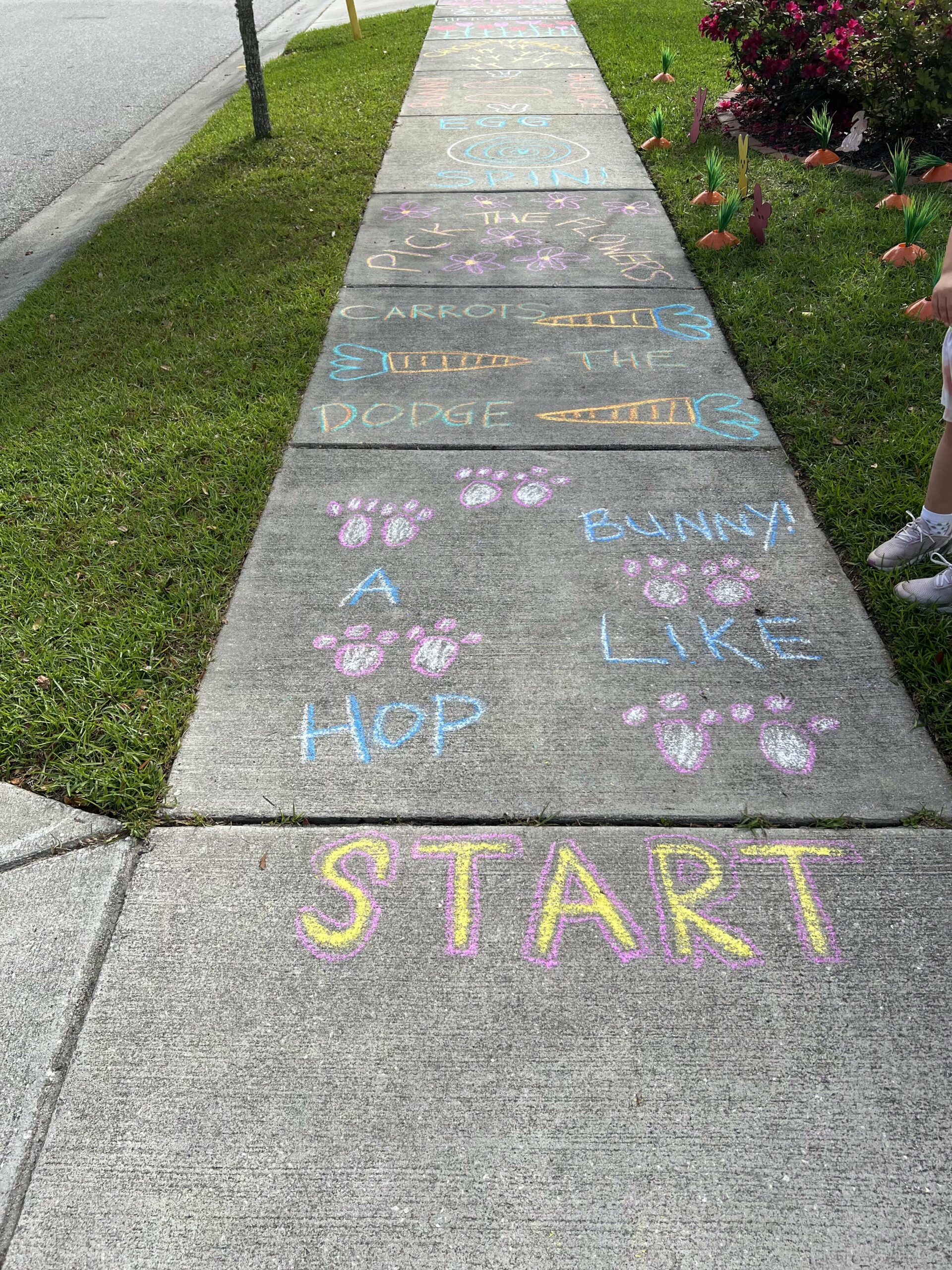 Easter chalk obstacle course