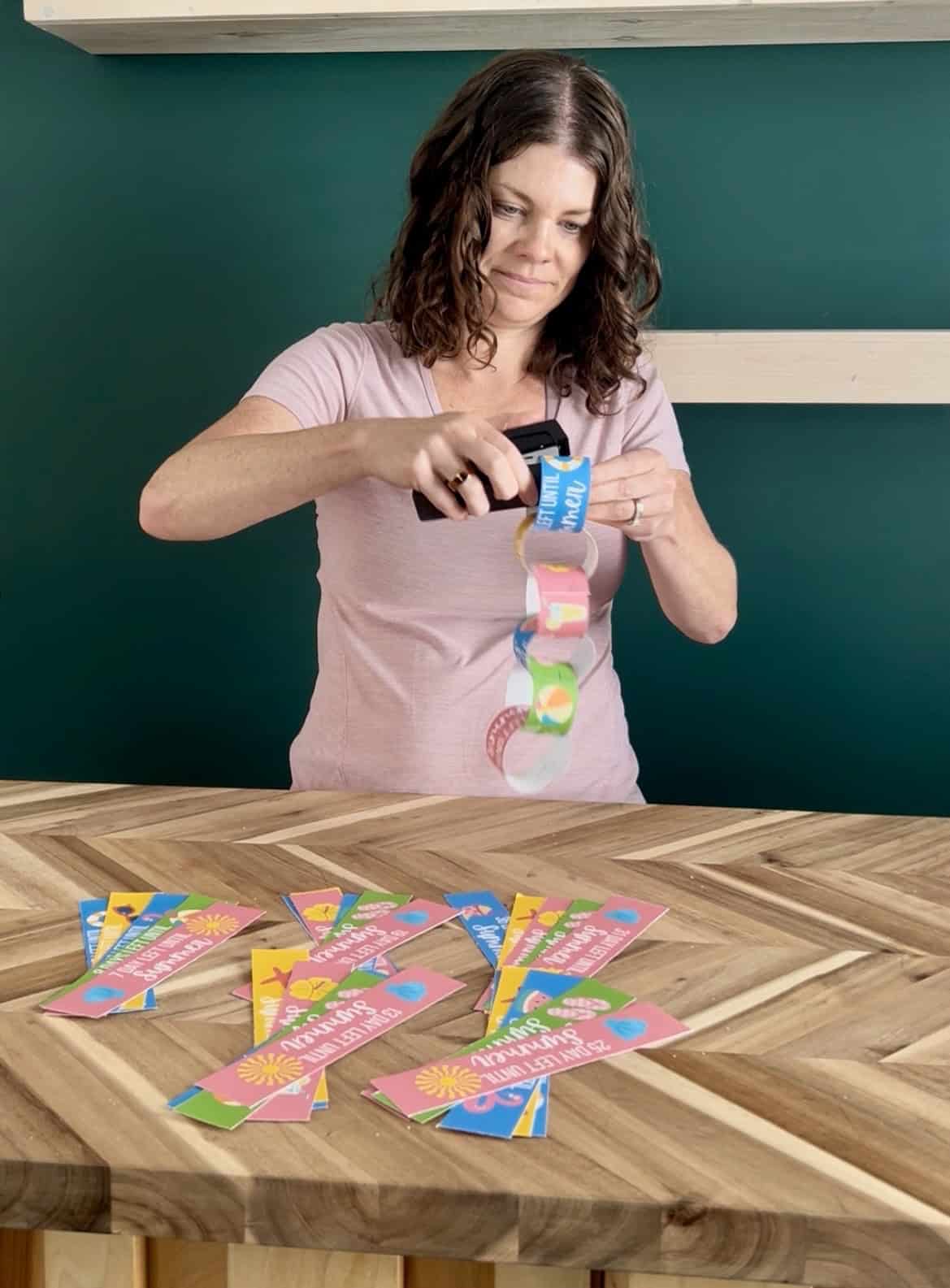 stapling a paper chain