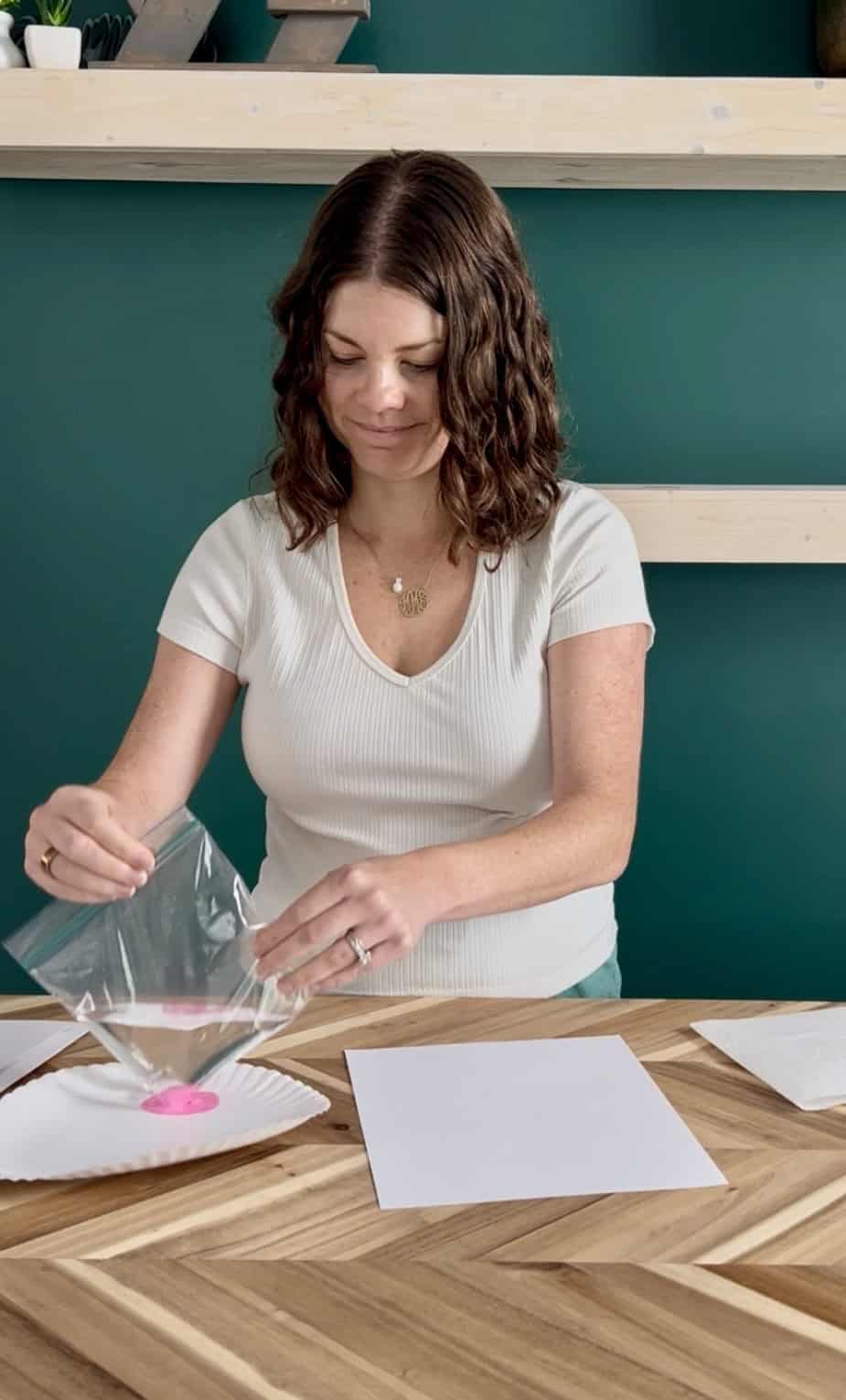 easy rose painting with plastic bags
