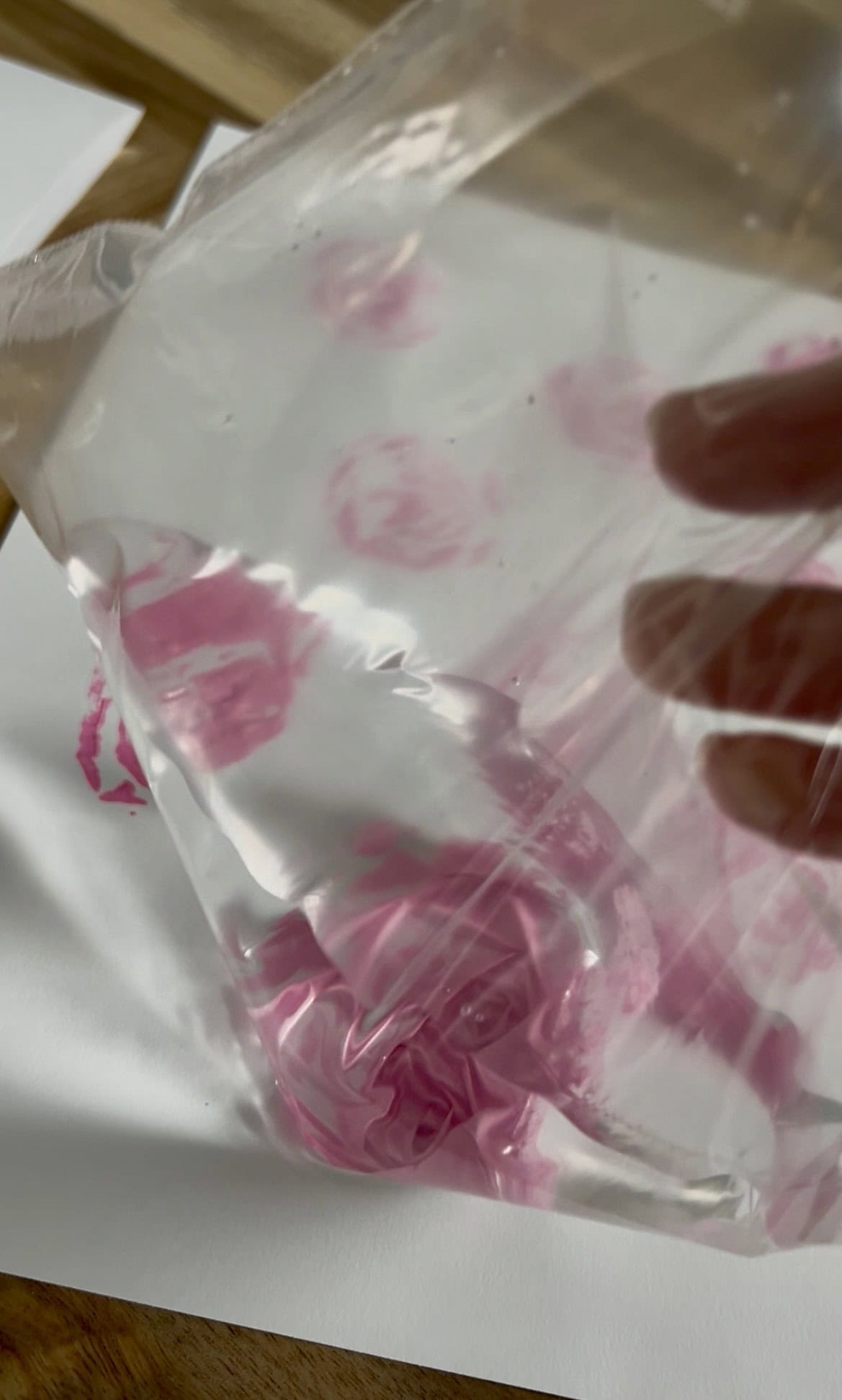 easy rose painting with plastic bags