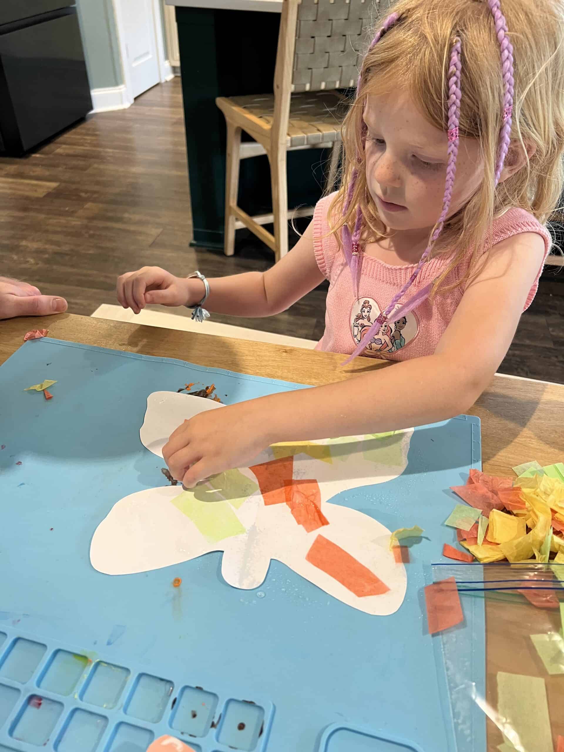 making a tissue paper butterfly