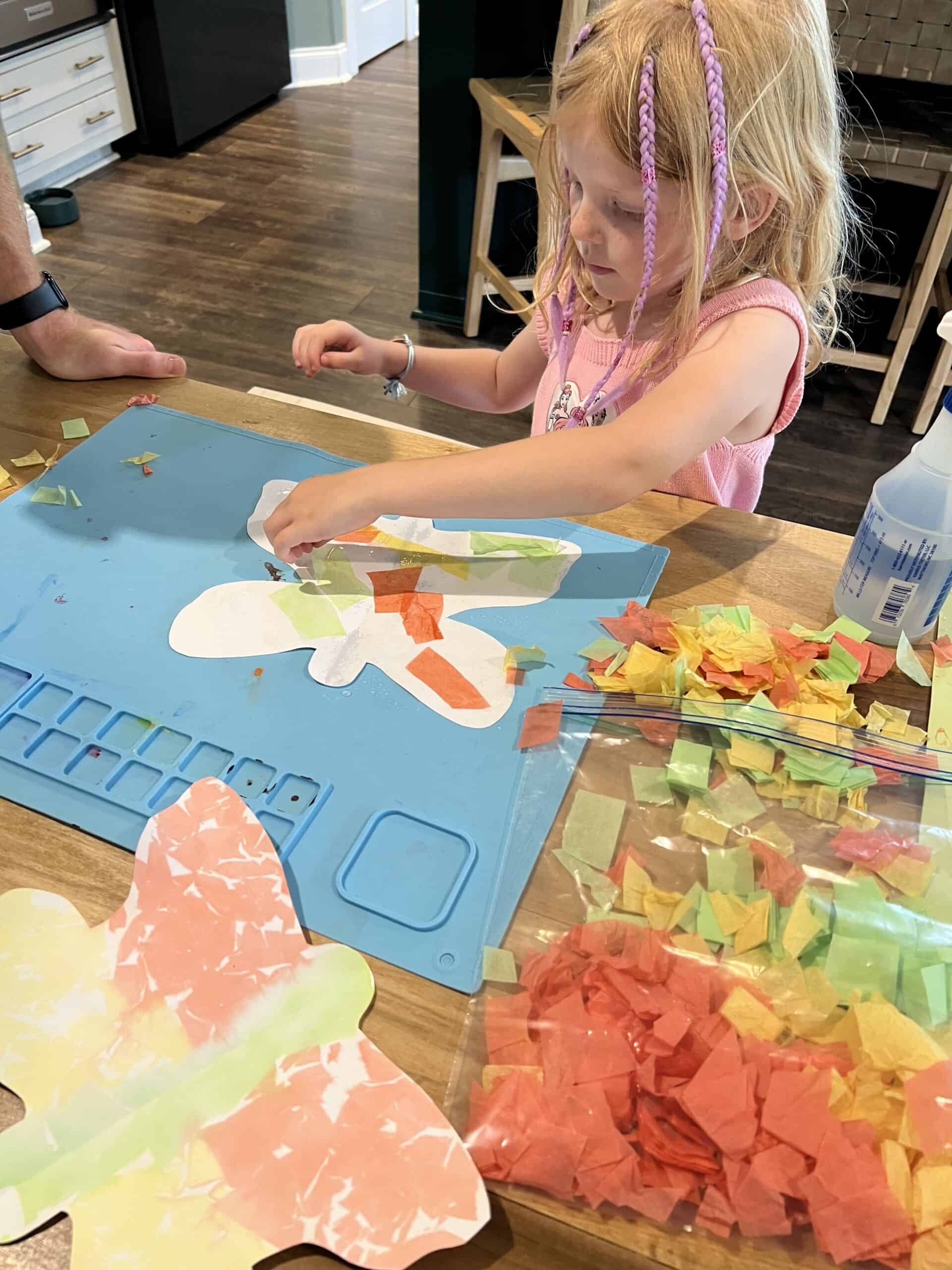 making a tissue paper butterfly