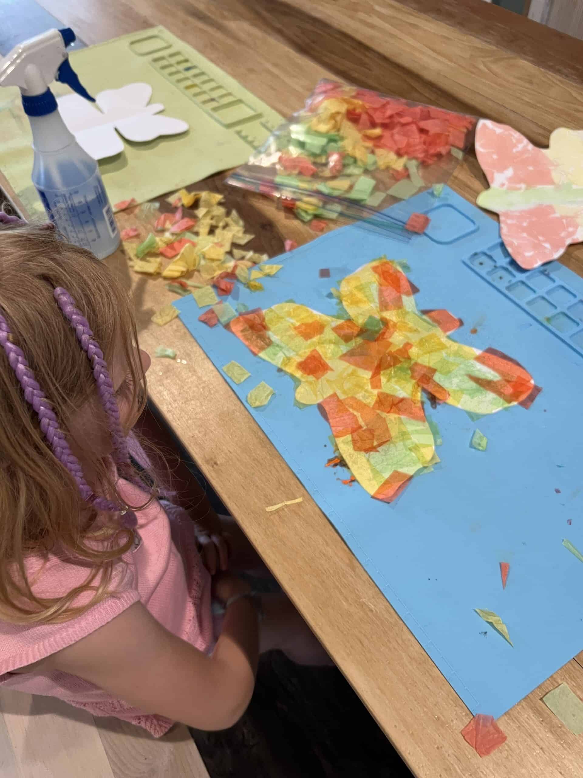 making a tissue paper butterfly