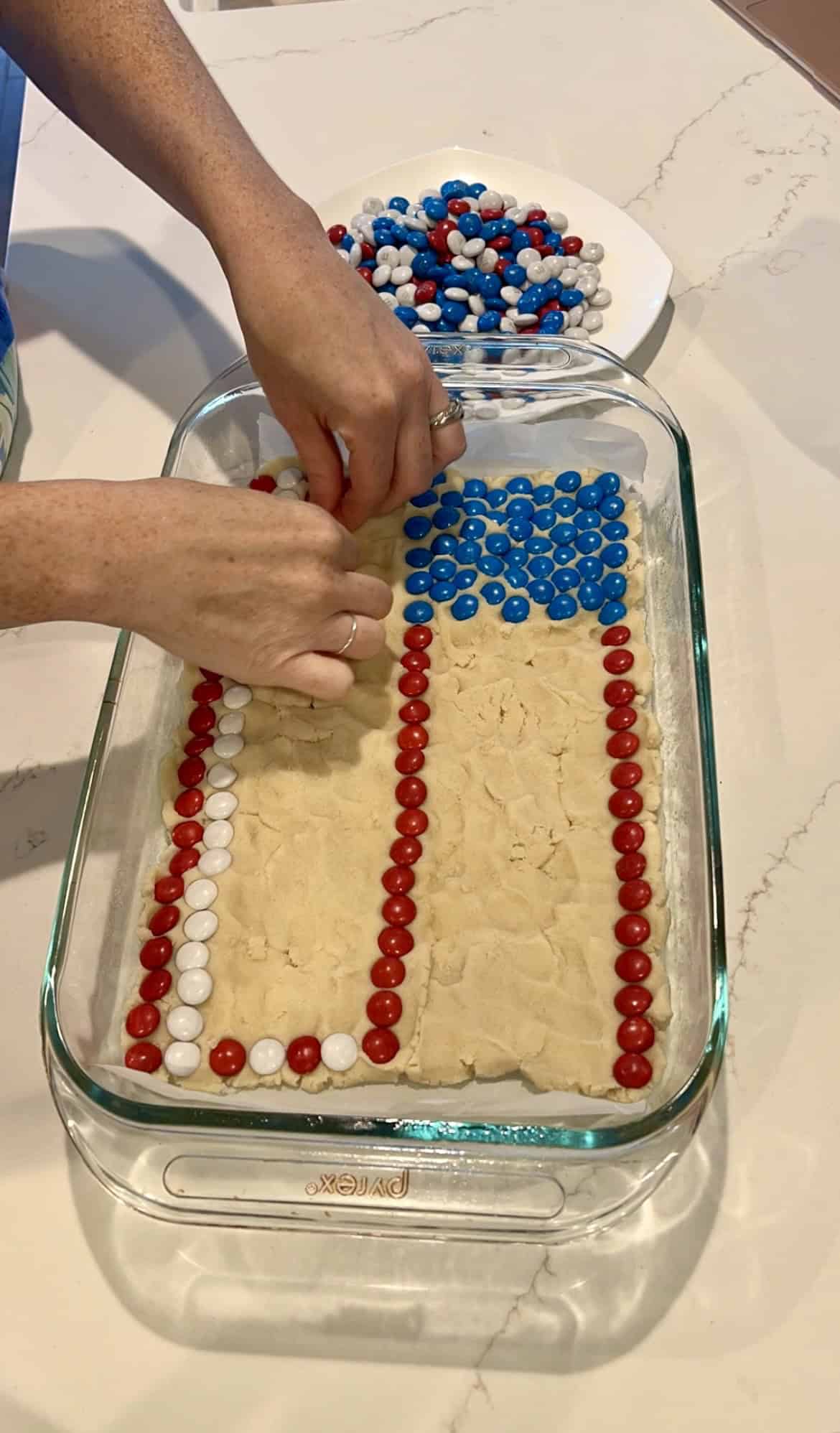 m&m american flag cookie cake
