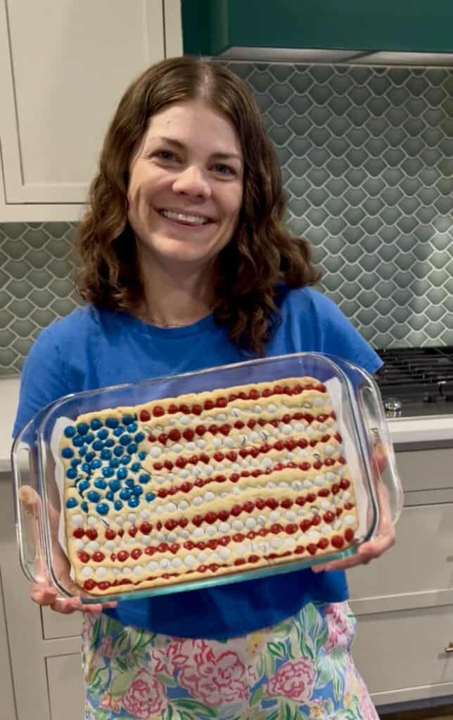 m&m american flag cookie cake