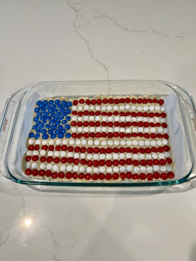 m&m american flag cookie cake
