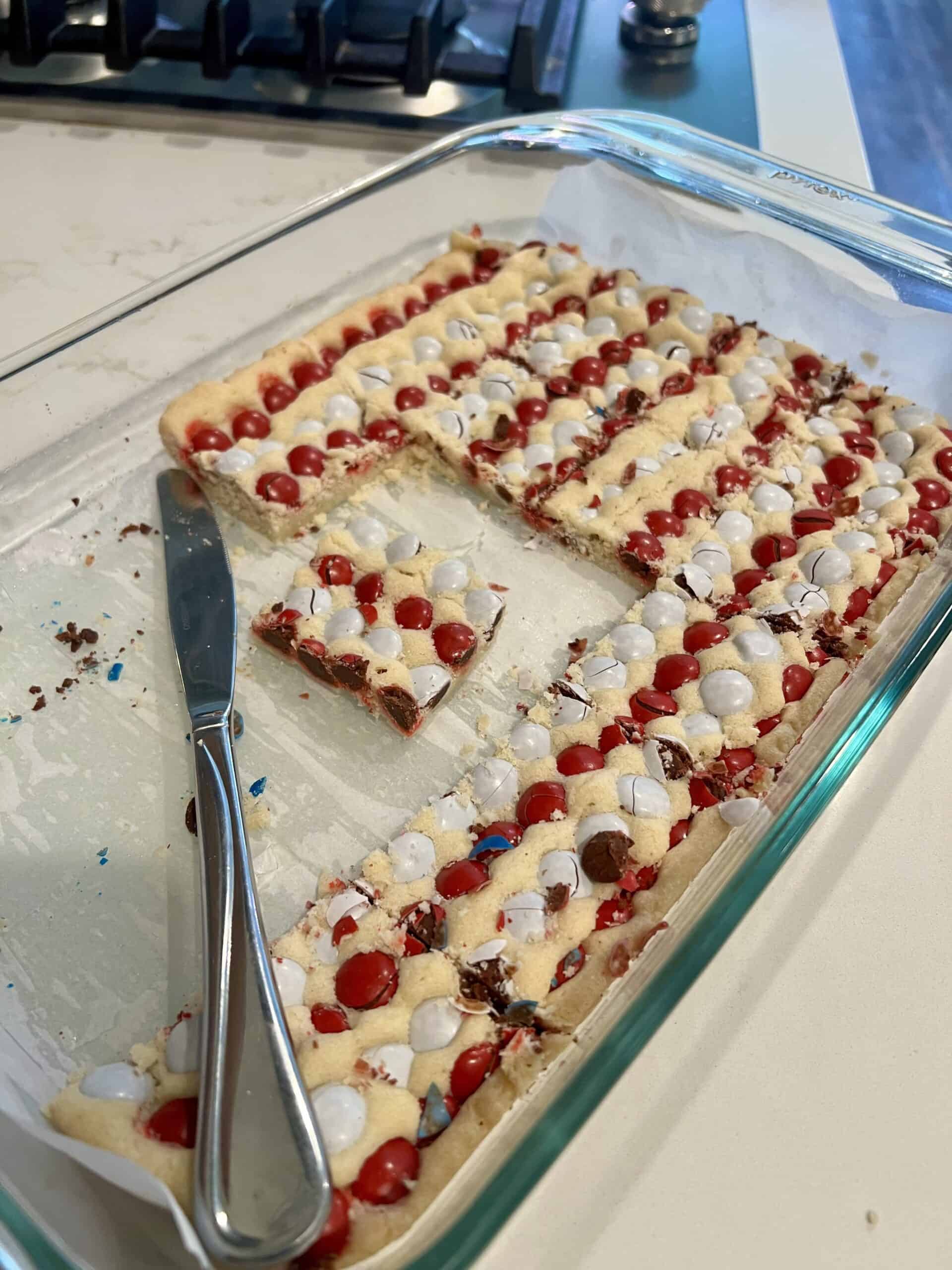 m&m american flag cookie cake