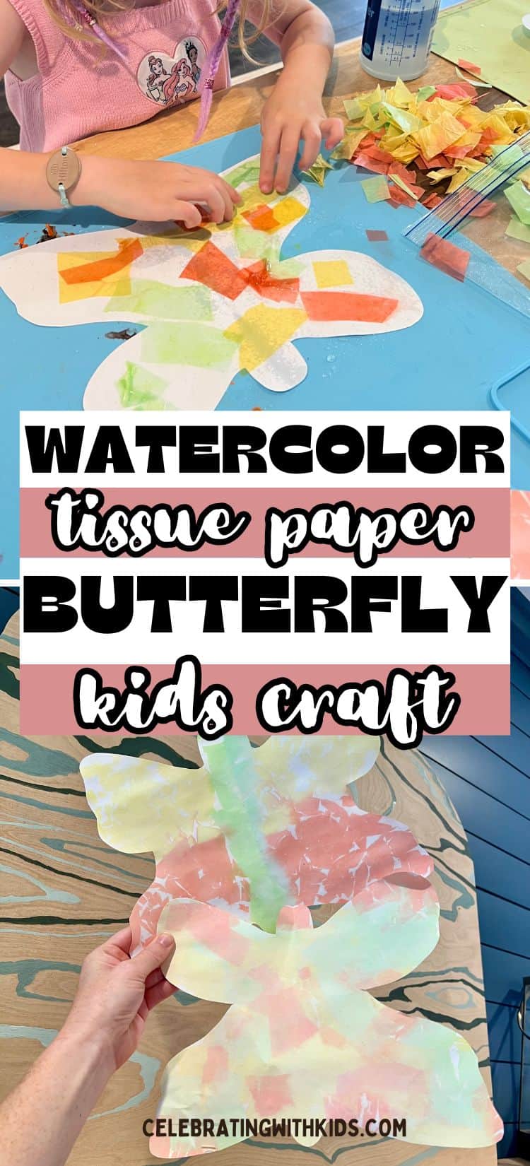 Easy Tissue Paper Butterfly Craft for Kids (Watercolor Effect!)