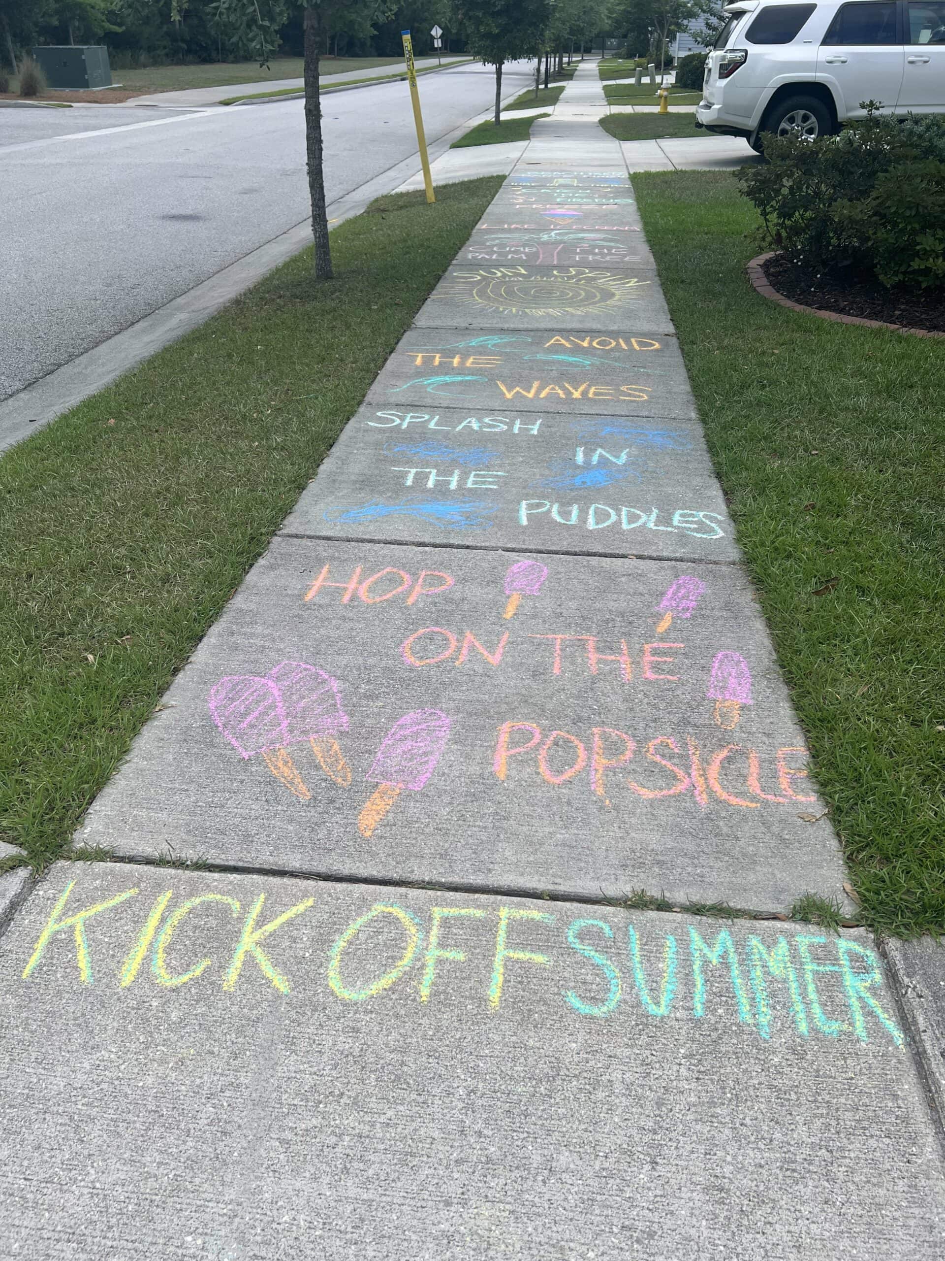 summer sidewalk chalk obstacle course