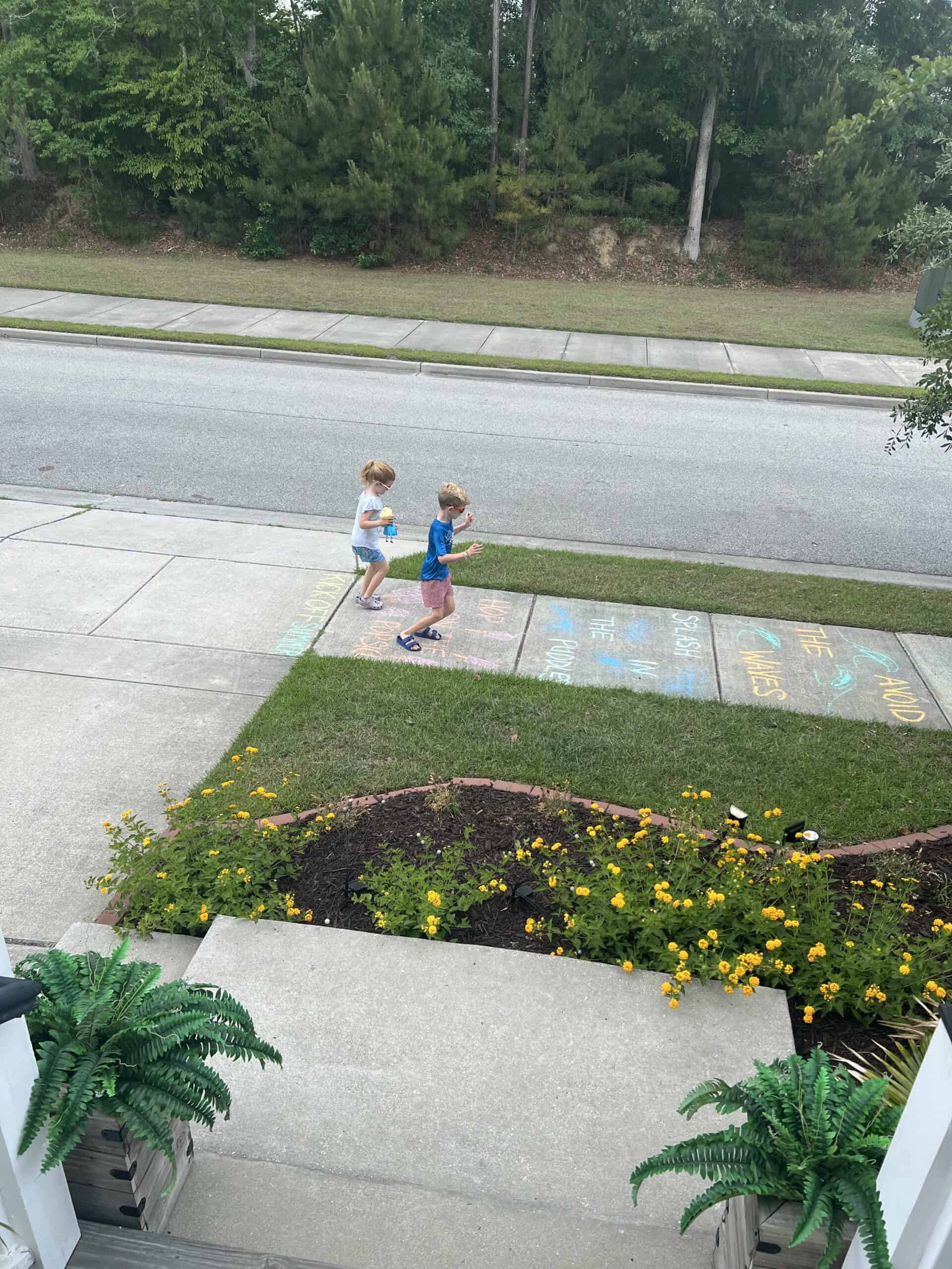 summer sidewalk chalk obstacle course 