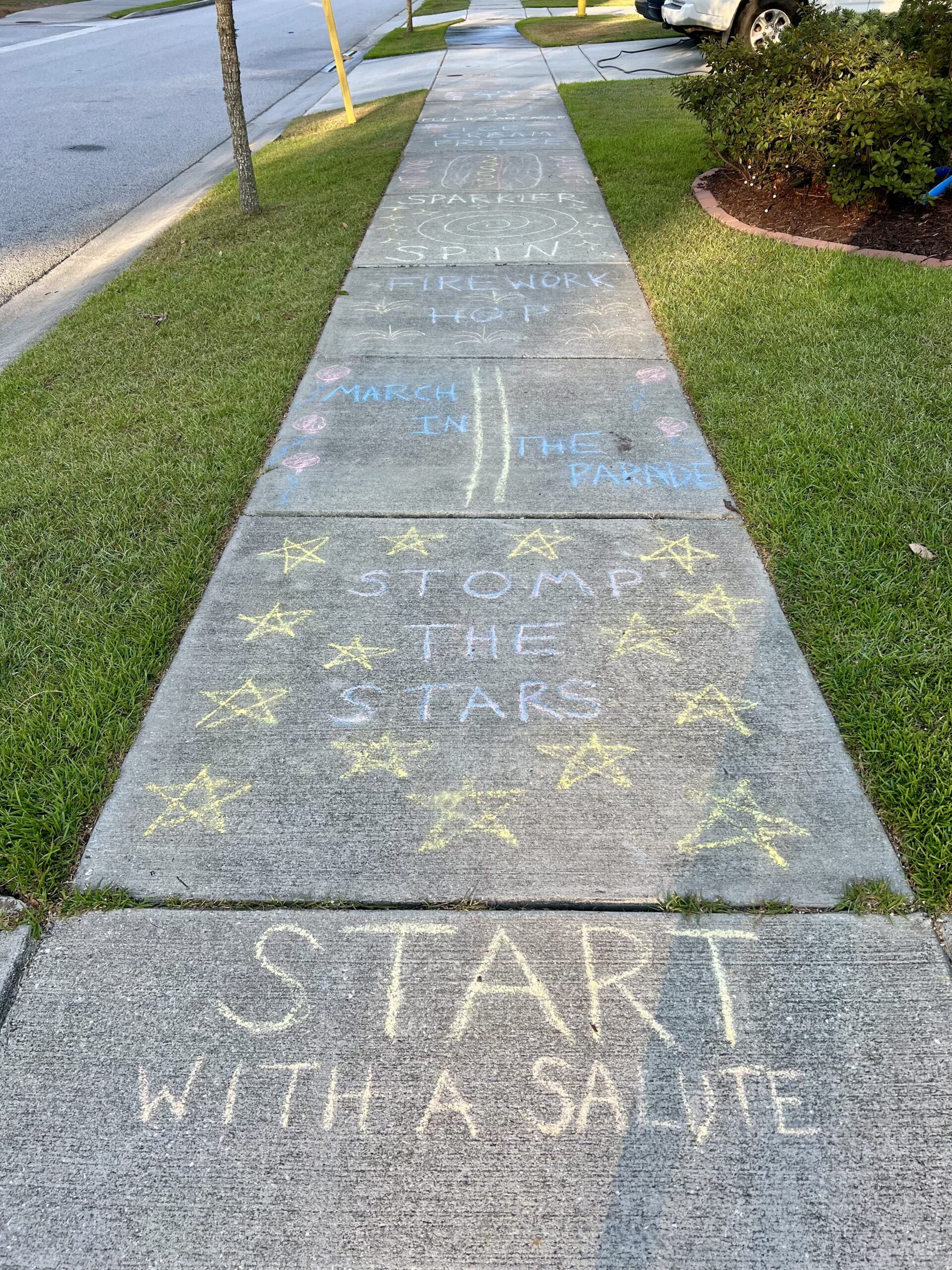 4th of July Sidewalk Chalk Obstacle Course