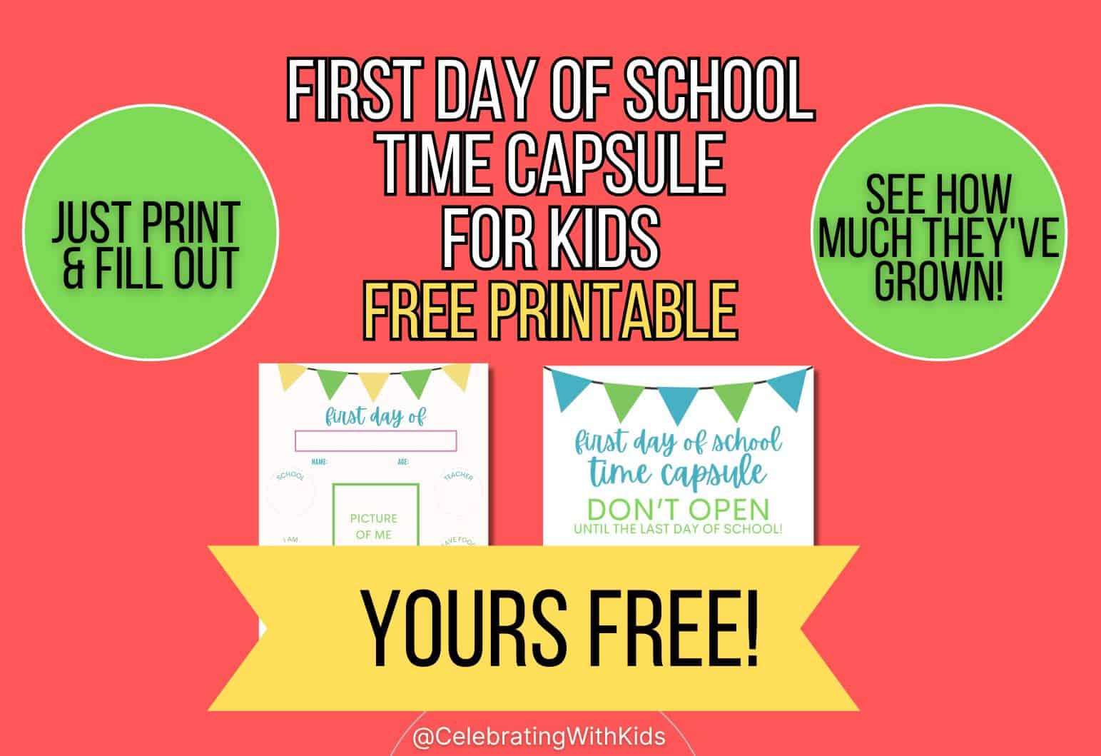 first day of school time capsule mock up