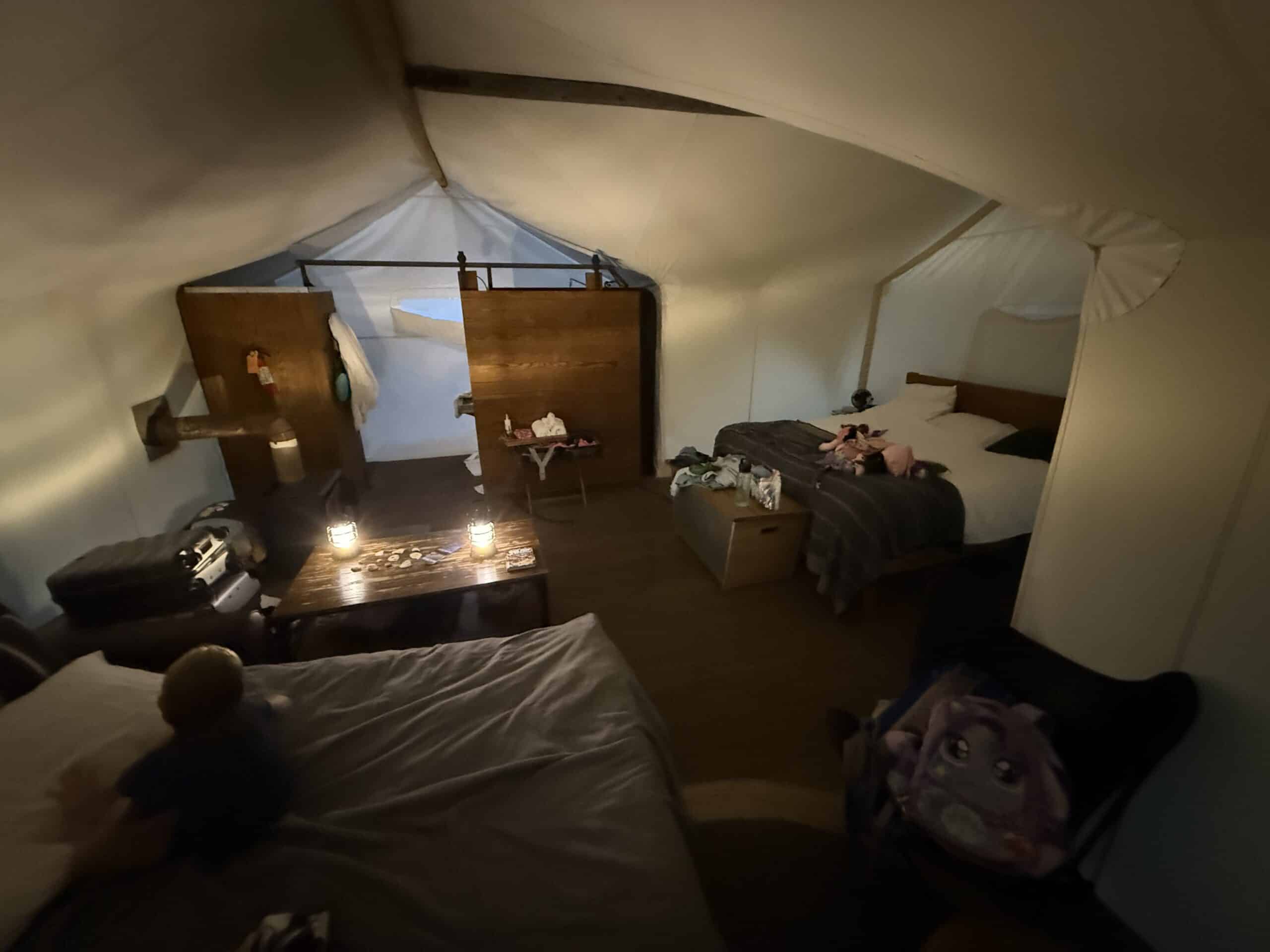 Inside Under Canvas Acadia suite tent