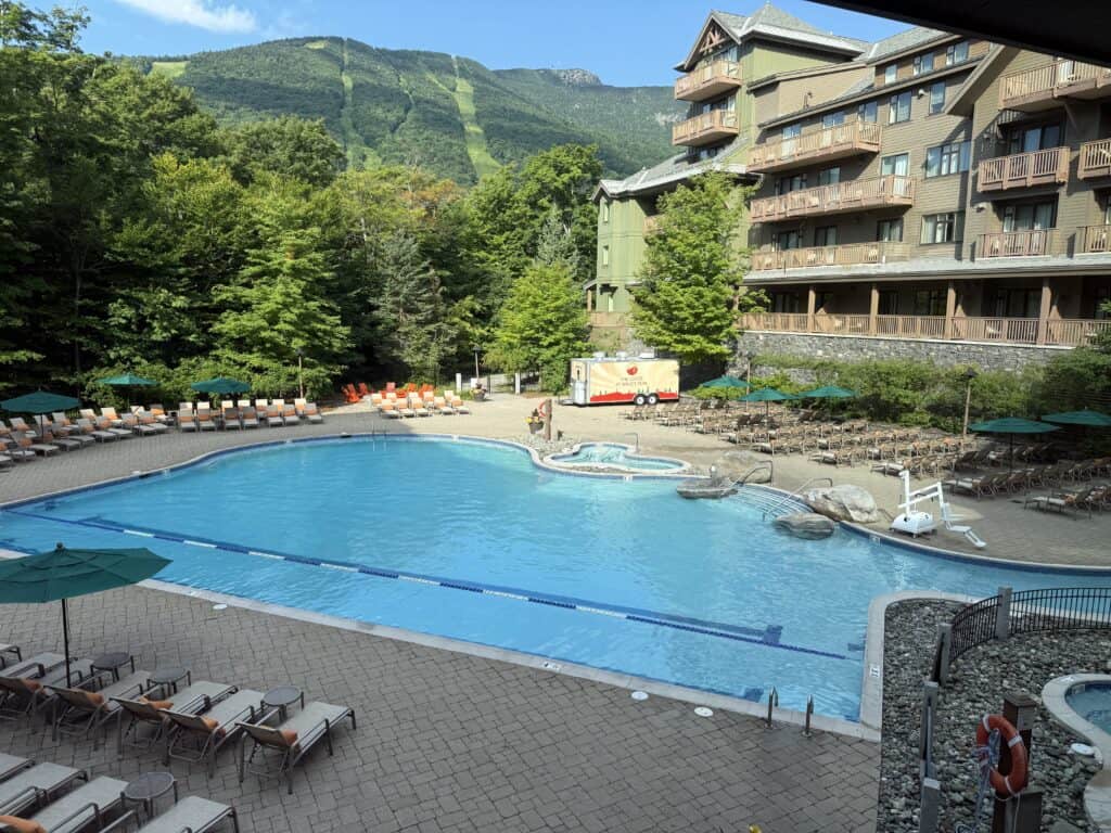 The pool at the Lodge at Spruce Peak