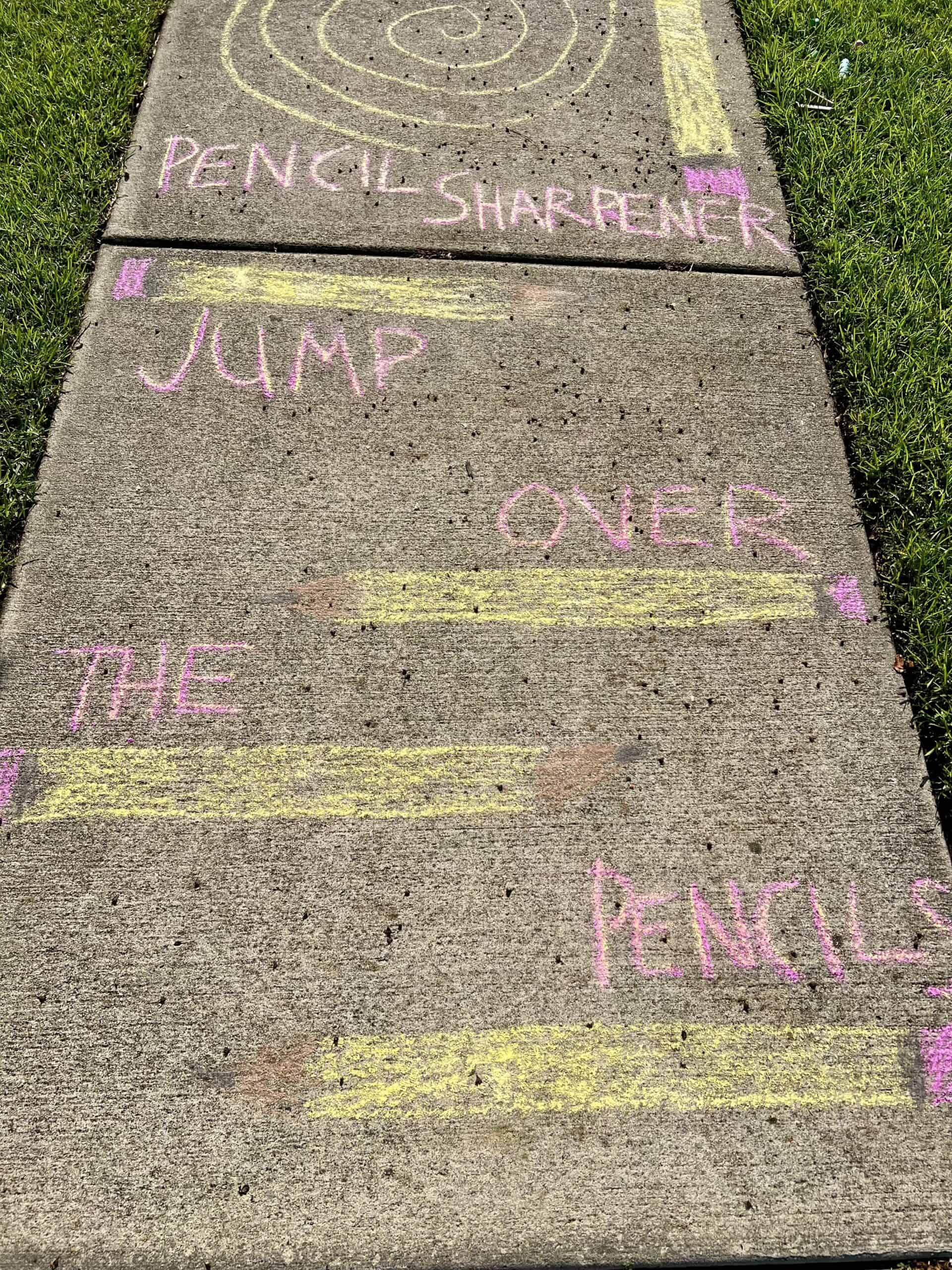 first day of school sidewalk chalk obstacle course