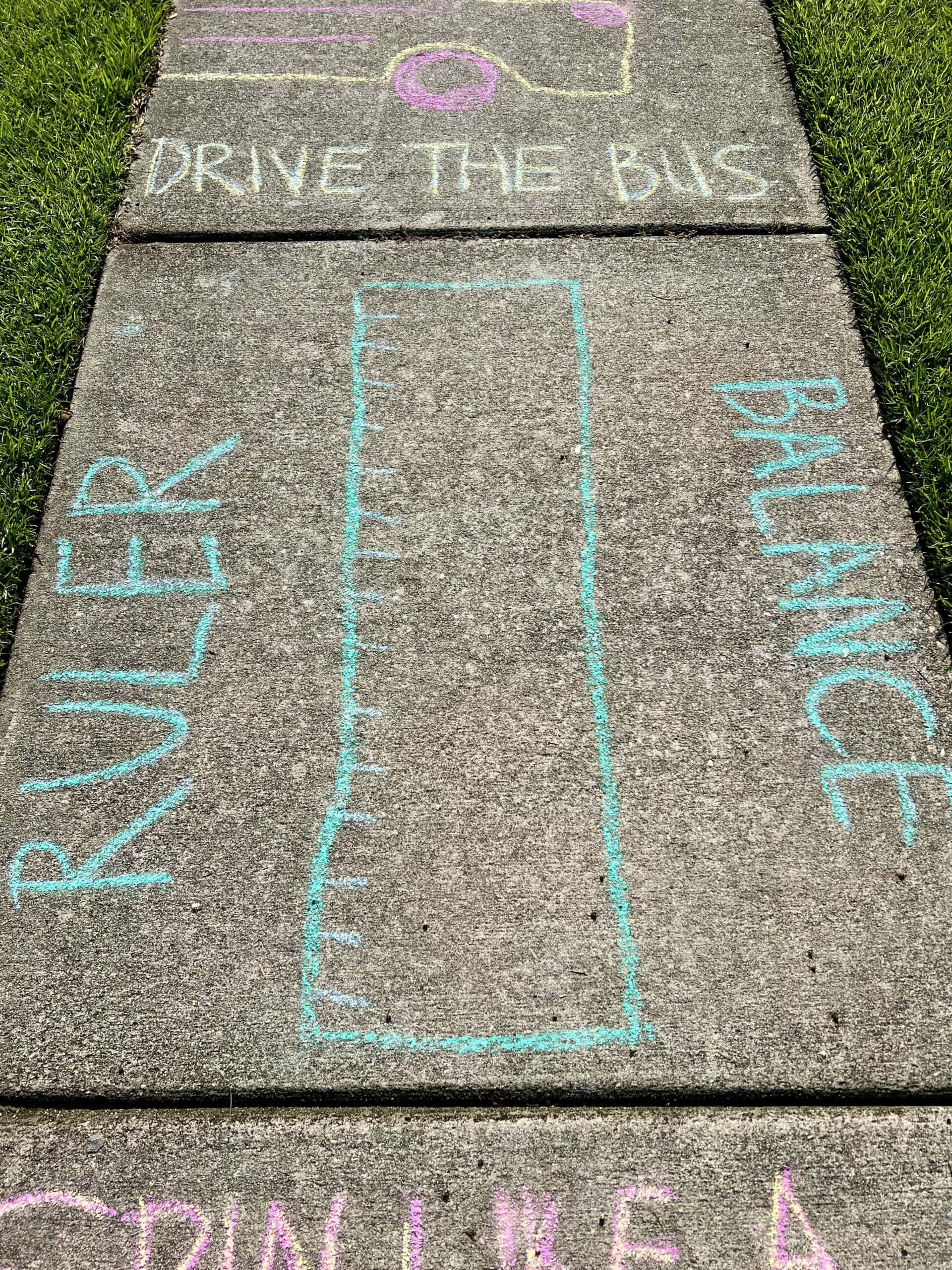 first day of school sidewalk chalk obstacle course