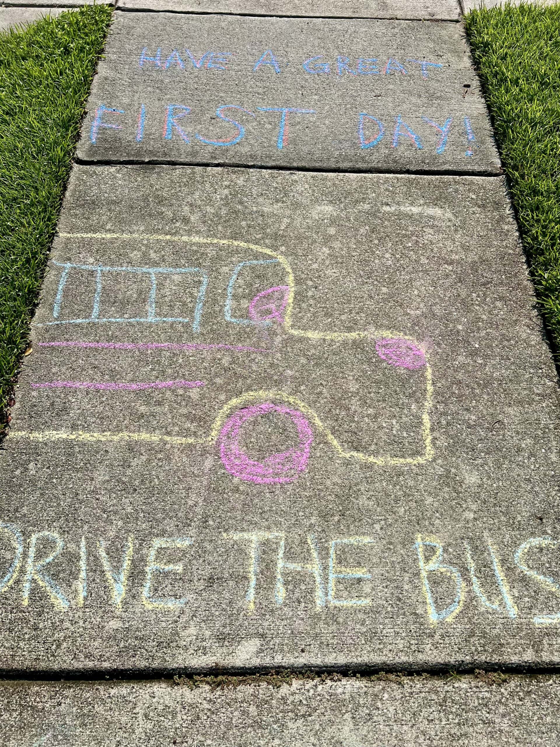 first day of school sidewalk chalk obstacle course
