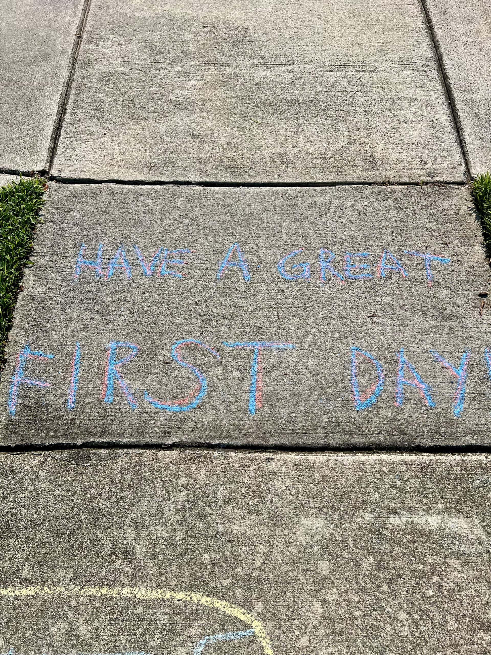 first day of school sidewalk chalk obstacle course