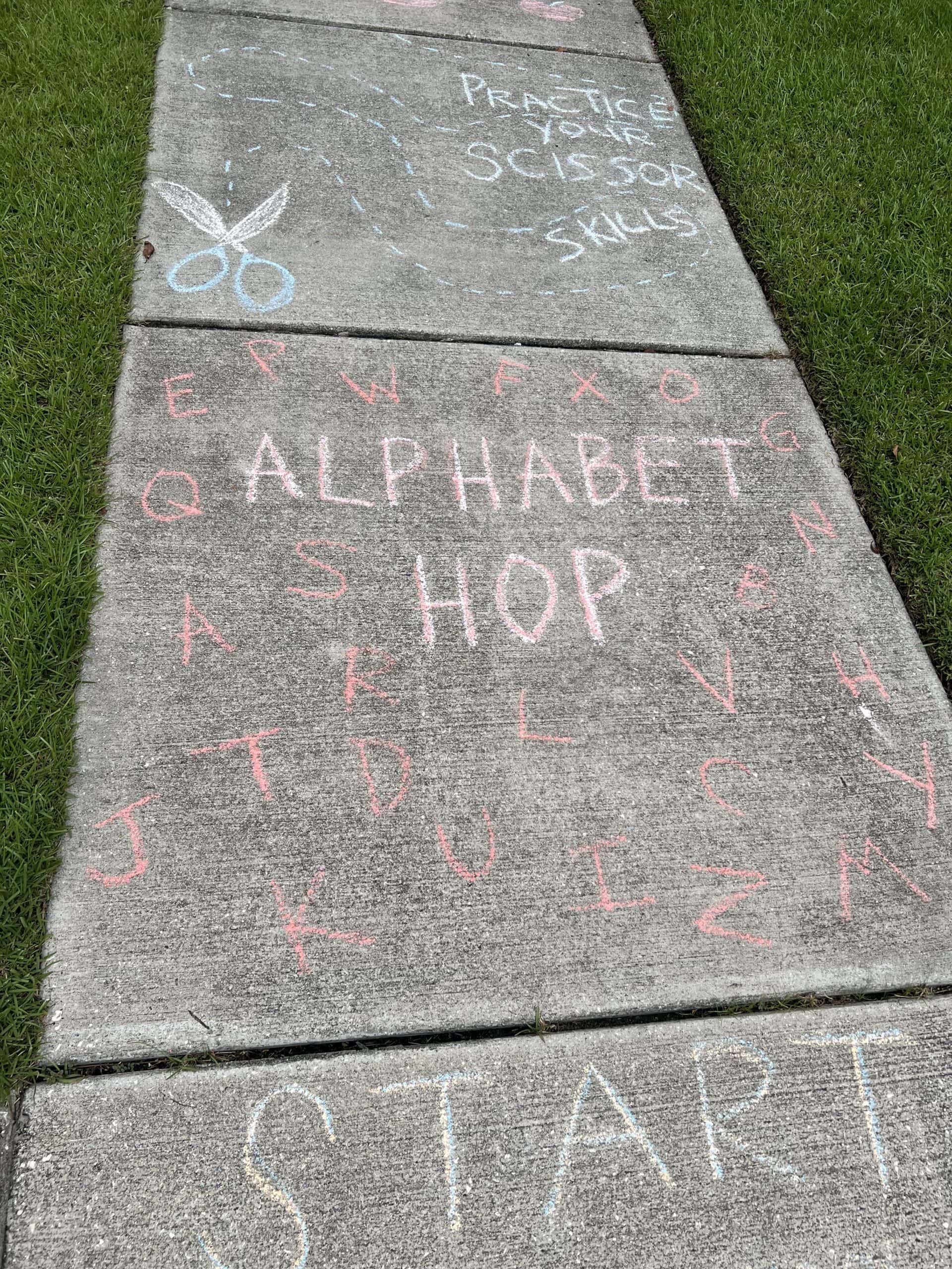 first day of school sidewalk chalk obstacle course