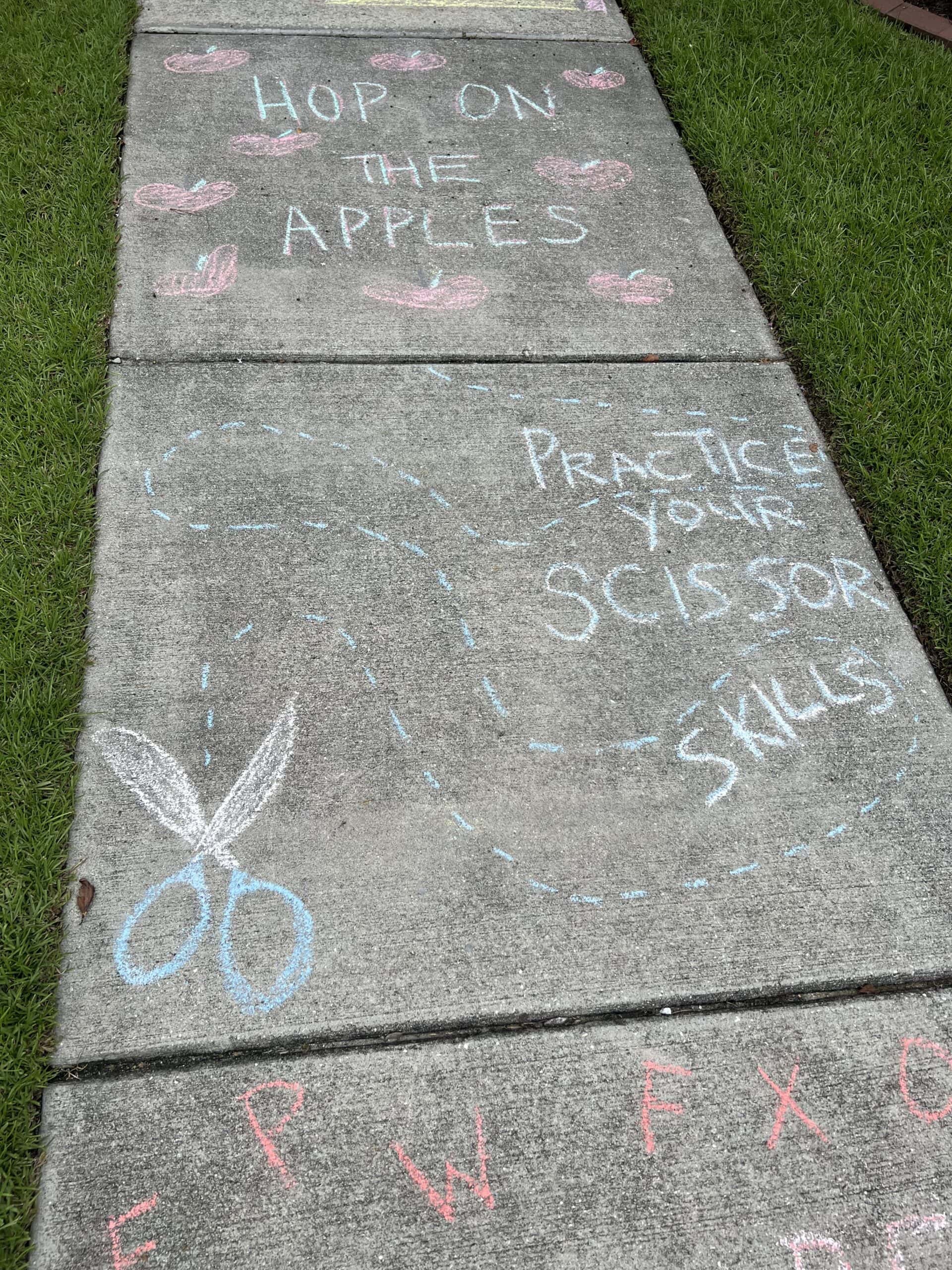 first day of school sidewalk chalk obstacle course