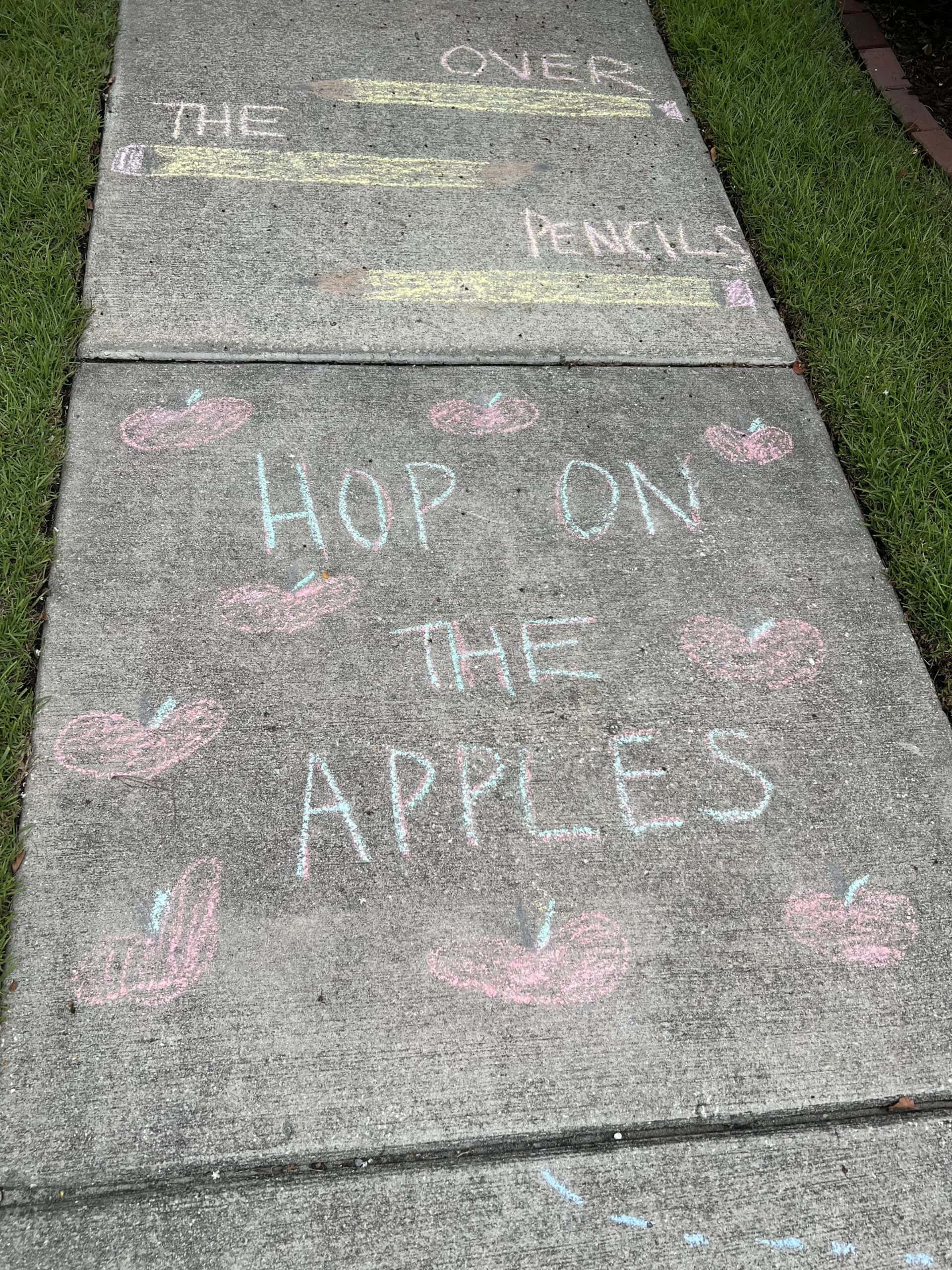 first day of school sidewalk chalk obstacle course