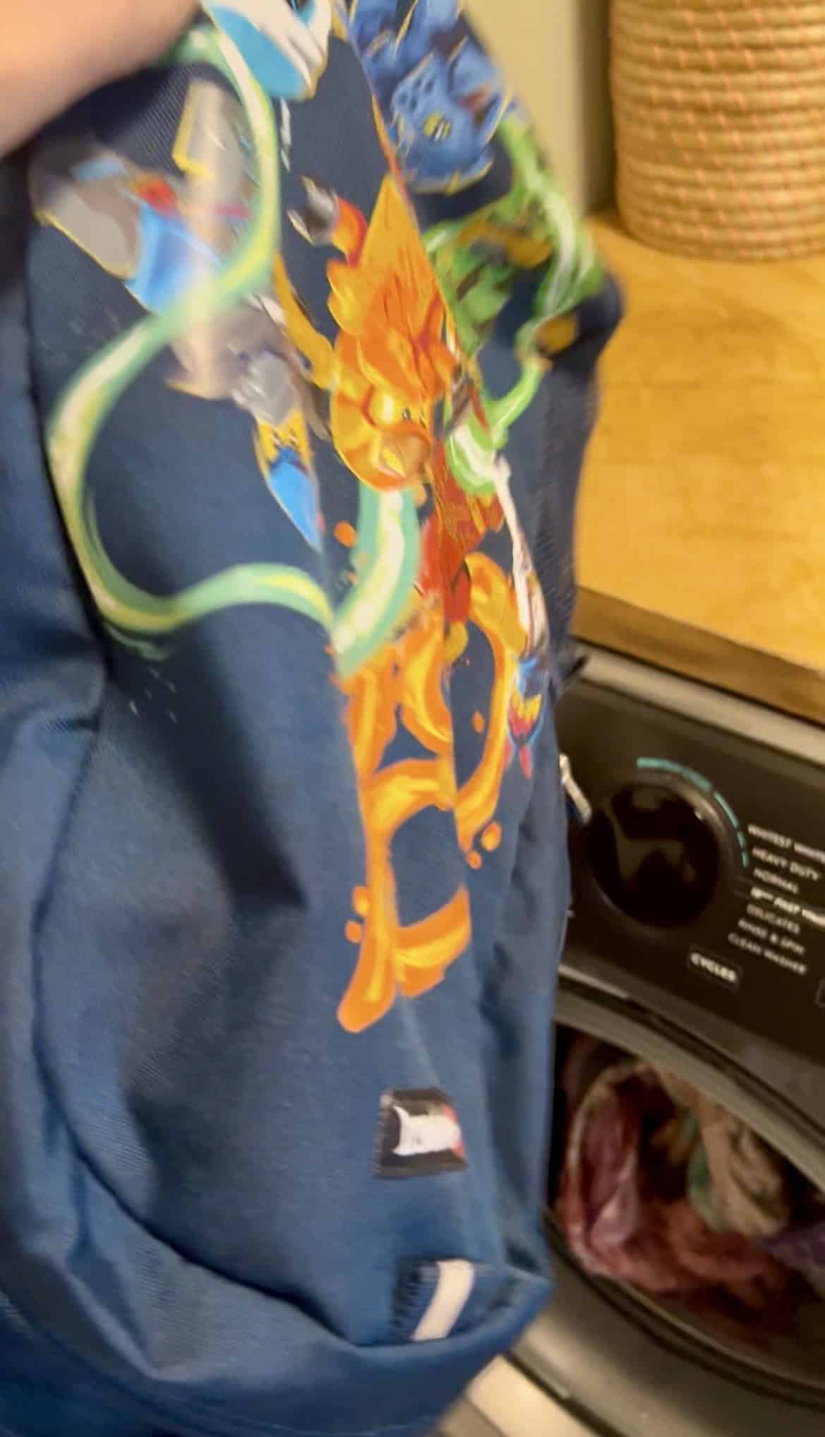 putting a backpack in the washing machine