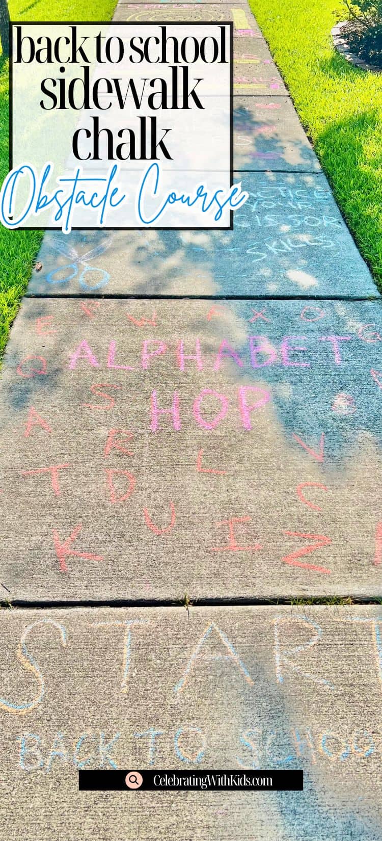 back to school sidewalk chalk obstacle course