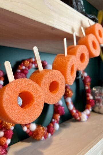 DIY pool noodle pumpkin garland