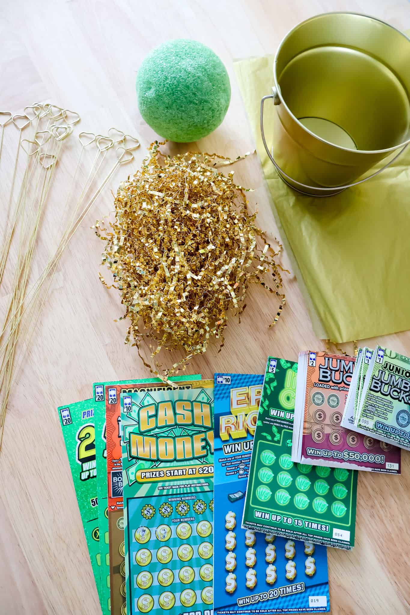 lottery ticket gift basket supplies