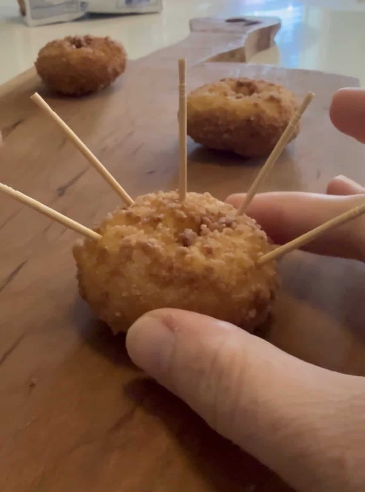 toothpicks in a donut